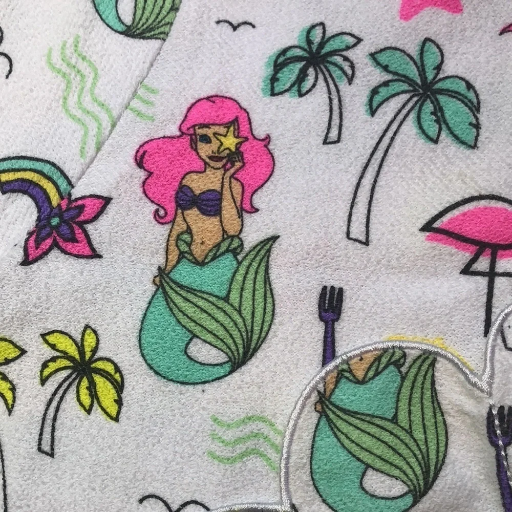 DISNEY Hooded Swim Poncho Cape Coverup Little Mermaid Princess Ariel Zippered 3T